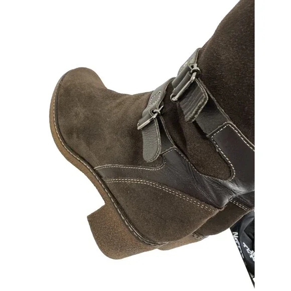 Aquatalia Women’s Mid Calf Boots Brown Suede Waterproof Block Heel Size 7.5 - Picture 8 of 16